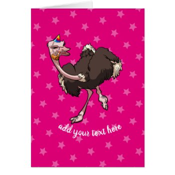 Happy Ostrich Dancing In Party Hat Cartoon by NoodleWings at Zazzle