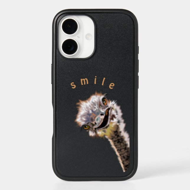 Happy Ostrich Funny iPhone Case - Custom Text (Back)