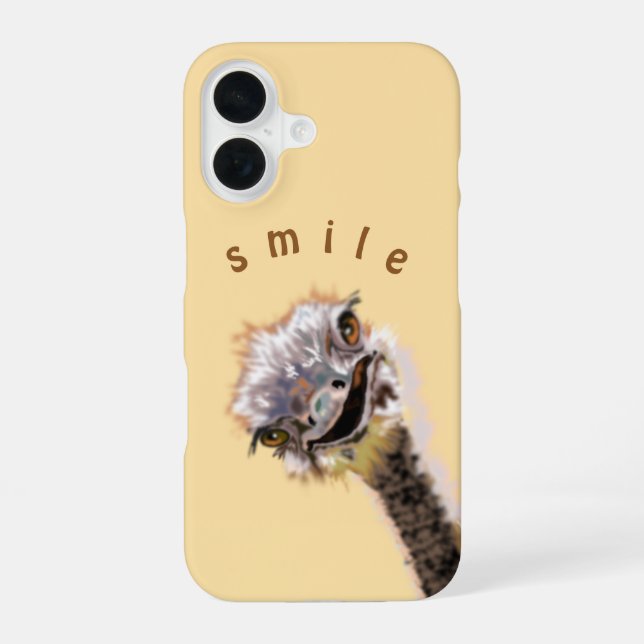 Happy Ostrich Funny iPhone Case Custom Text (Back)