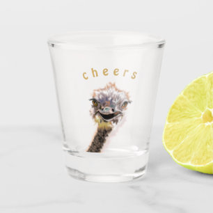 Happy Ostrich Funny Shot Glass Cheers Your Text