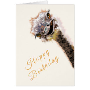 Happy Ostrich - Happy Birthday - Add Name / Text Cards