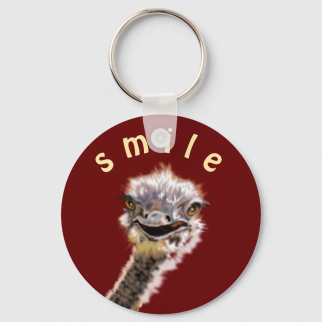Happy Ostrich Keychain Gift Smile (Front)