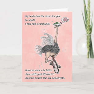 Happy Ostrich Moment - bilingual Card