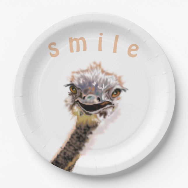 Happy Ostrich Paper Plates (Front)