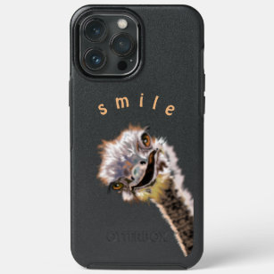 Happy Ostrich - Smile - Choose Text / Color - Fun iPhone 13 Pro Max Case