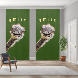 Happy Ostrich Smile Text Funny Blackout Curtains