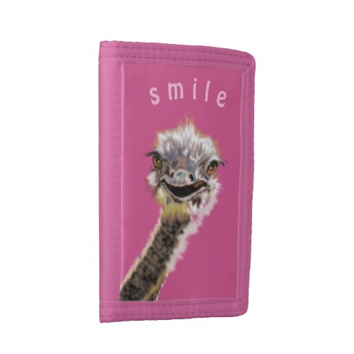 Happy Ostrich Wallet _ Fun _ Custom Colors _ Pink