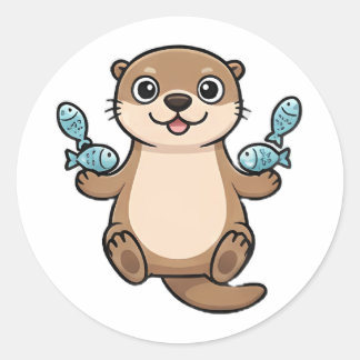 Happy Otter Classic Round Sticker