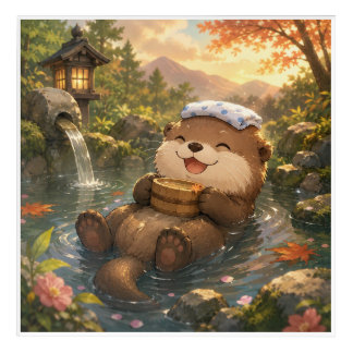 Happy Otter Hot Spring Acrylic Print