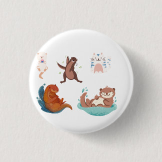 Happy ottering sticker button