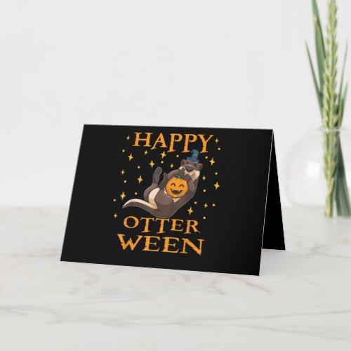 Happy Otterween Cute Sea Otter Halloween Costume Card