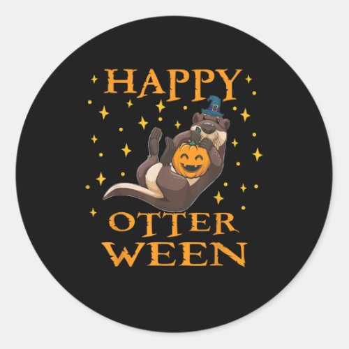 Happy Otterween Cute Sea Otter Halloween Costume Classic Round Sticker