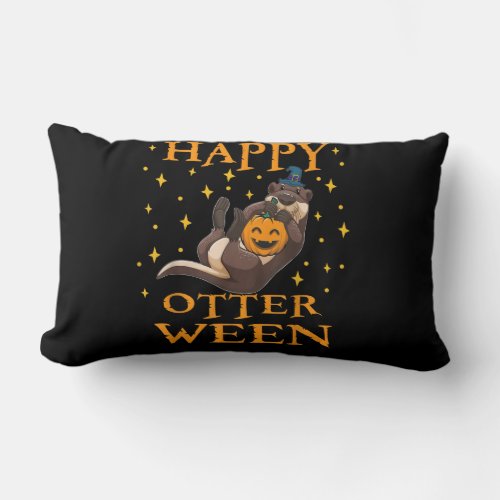 Happy Otterween Cute Sea Otter Halloween Costume Lumbar Pillow