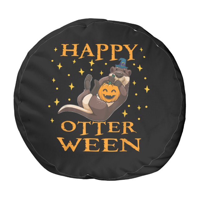 Happy Otterween Cute Sea Otter Halloween Costume Pouf (Bottom)
