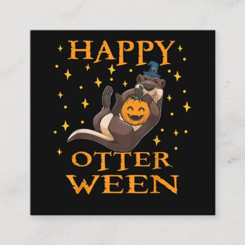 Happy Otterween Cute Sea Otter Halloween Costume Square Business Card