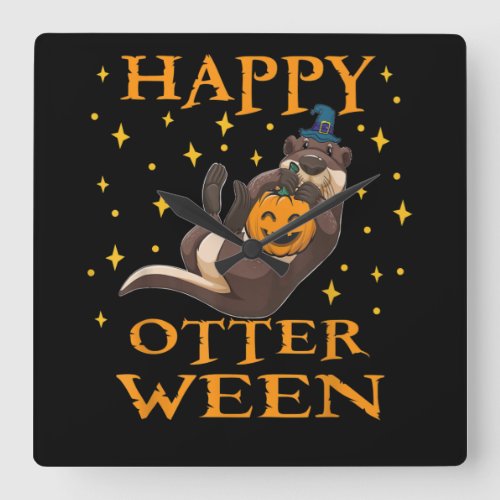 Happy Otterween Cute Sea Otter Halloween Costume Square Wall Clock