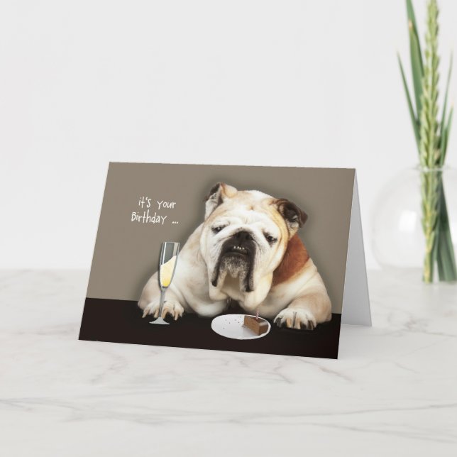 happy over the hill birthday, birthday humor, dog card (Front)