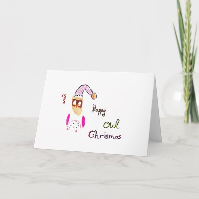 Happy Owl Christmas - By Alix R. Holiday Card (Front)