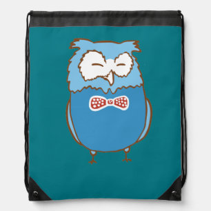 Happy owl drawstring bag