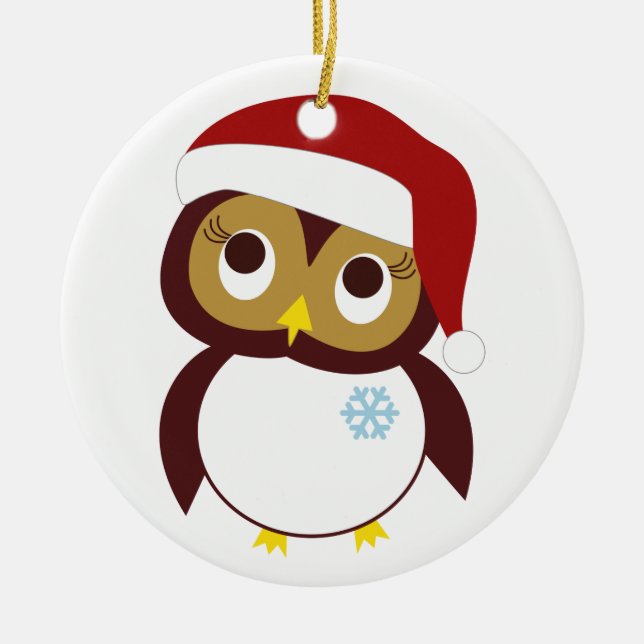 Happy Owl-idays Ceramic Ornament (Front)