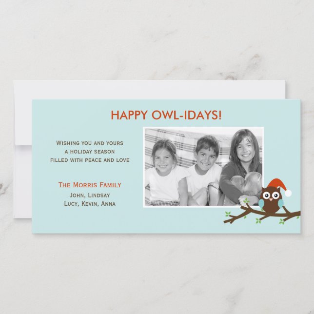 Happy Owl-idays! Holiday Photo Card (Front)