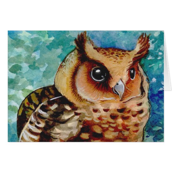 Happy Owl Watercolor Card