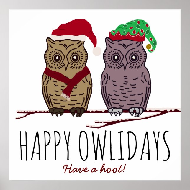 Happy Owlidays, Festive Poster (Front)
