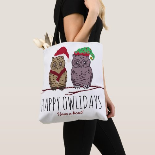Happy Owlidays Festive Tote Bag