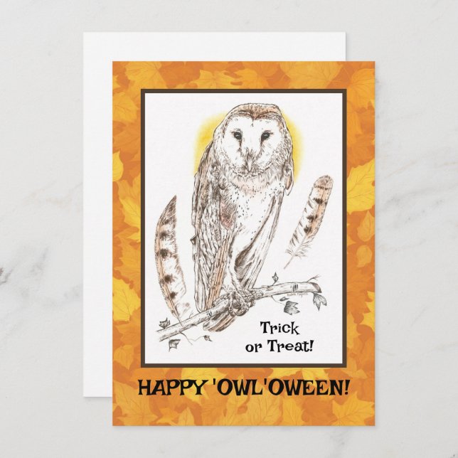 Happy "Owl'oween Flat Hallowen Card (Front/Back)