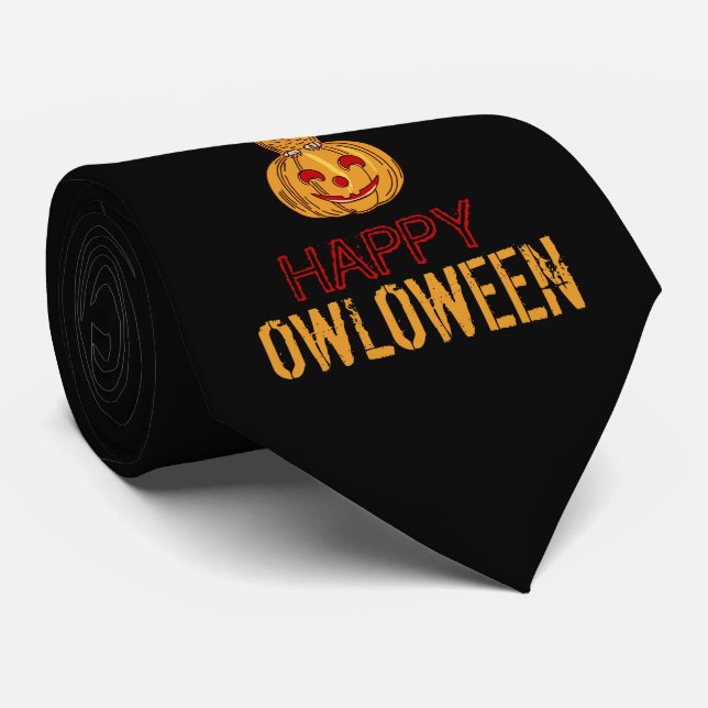 Happy Owloween, Halloween Neck Tie (Rolled)