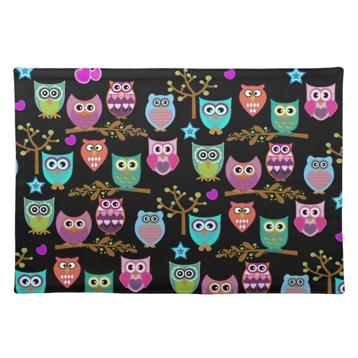 happy owls place mat