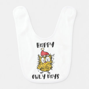 Happy Owly Days Funny Santa Owl Baby Bib