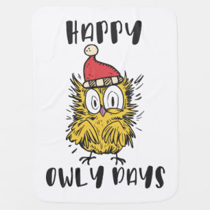 Happy Owly Days Funny Santa Owl Baby Blanket