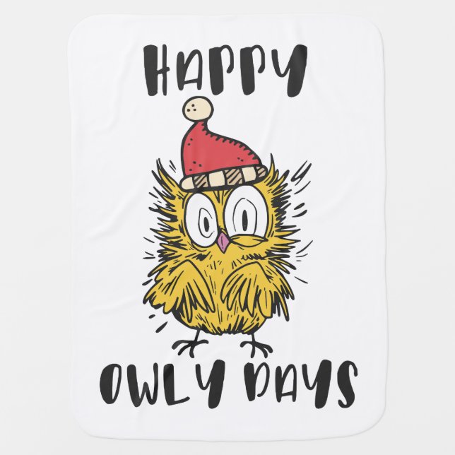 Happy Owly Days Funny Santa Owl Baby Blanket (Front)