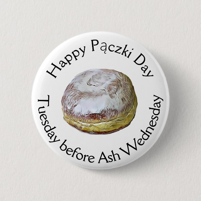 Happy Pączki Day Food Holiday   Button (Front)