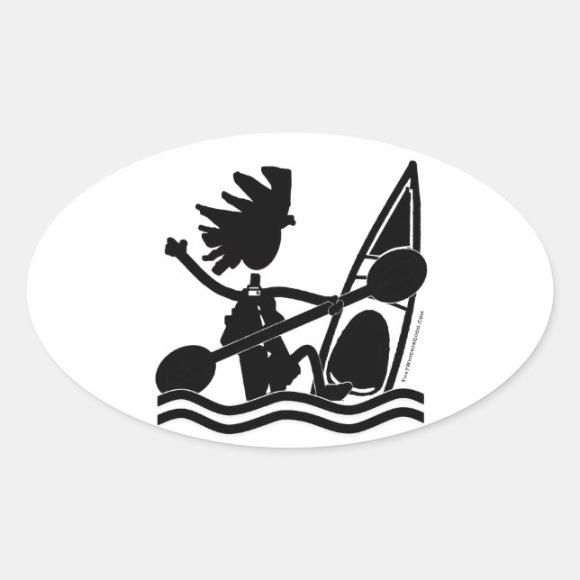 Happy Paddle Kayak Oval Sticker (Front)