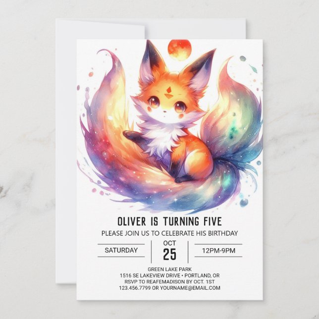 Happy Painted Fox Birthday Invitation (Front)