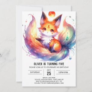 Happy Painted Fox Birthday Invitation