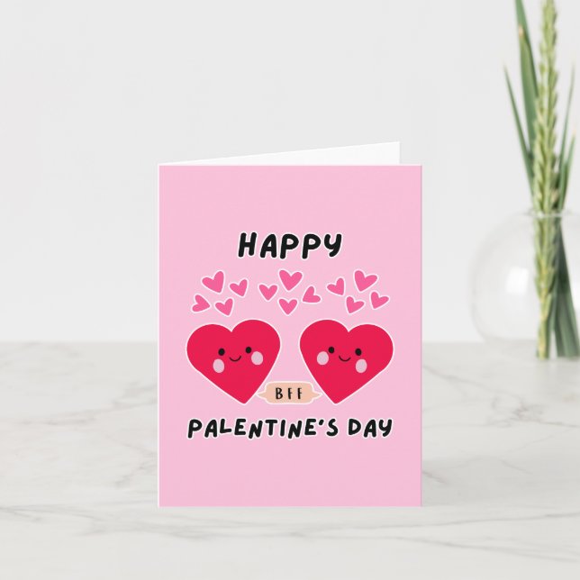 HAPPY PALENTINE'S DAY CUTE LOVE HEART HOLIDAY CARD (Front)