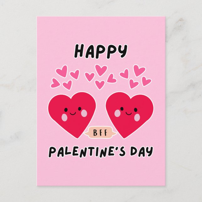 HAPPY PALENTINE'S DAY CUTE LOVE HEART POSTCARD (Front)