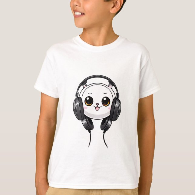 Happy Panda and The Music Everywhere  T-Shirt (Front)