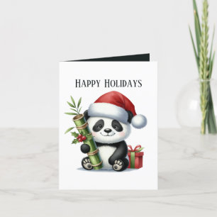 Happy Panda bear add message Christmas Holiday Card