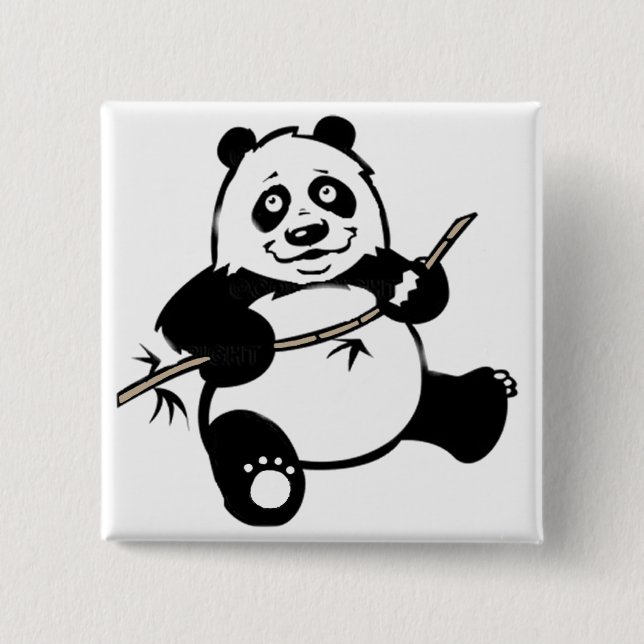 Happy Panda Bear Pinback Button (Front)