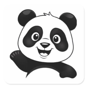 HAPPY PANDA CUTE SQUARE STICKER