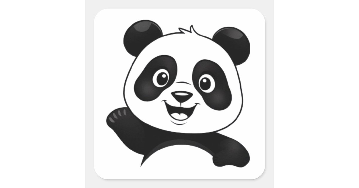 HAPPY PANDA CUTE SQUARE STICKER | Zazzle