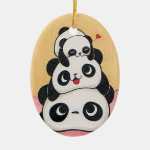 Happy Panda Family Ornament