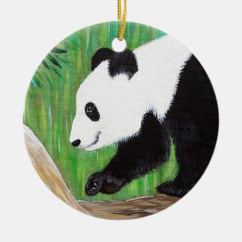 Happy Panda Painting Ceramic Ornament