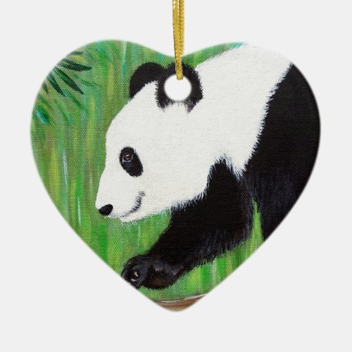 Happy Panda Painting Ceramic Ornament