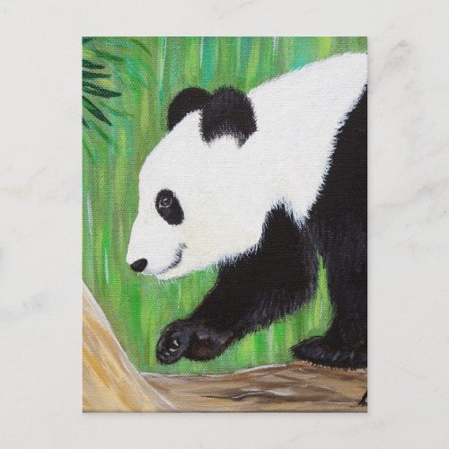Happy Panda Painting Postcard