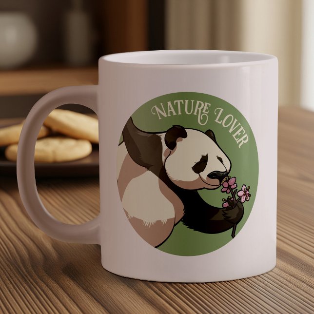 Happy Panda Smelling Blossom Nature Lover Cartoon Giant Coffee Mug (Creator Uploaded)